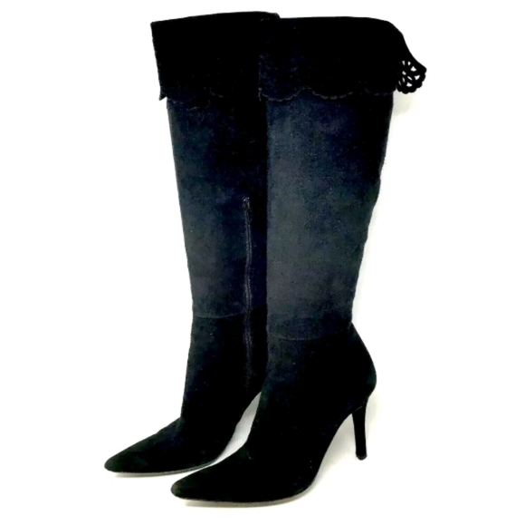 Stuart Weitzman Boots Womens' Black Suede 6M - Picture 3 of 8